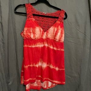 Red tie die tank top